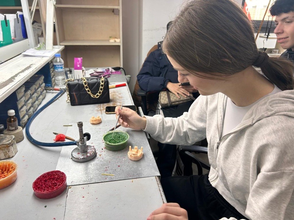 Student working on prosthesis